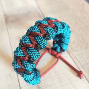 Handmade Paracord Bracelet Adjustable Red Blue Black Unisex